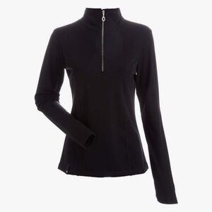 NILS 1/4 Zip Black Long Sleeve Top Jacket Stretchy Size M Winter Warm Layer Snow